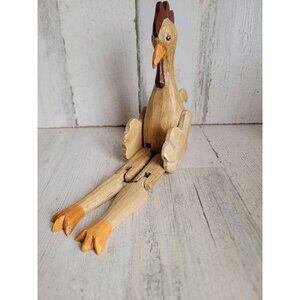 Vintage wooden chicken rooster dangle feet figure decor
